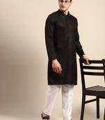 Solid straight kurta with pyjama