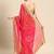 Pink bandhani saree with lace border and unstitched blouse piece