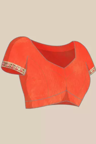 Red bandhani saree with lace border and unstitched blouse piece
