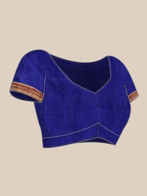 Blue bandhani saree with lace border and unstitched blouse piece 5