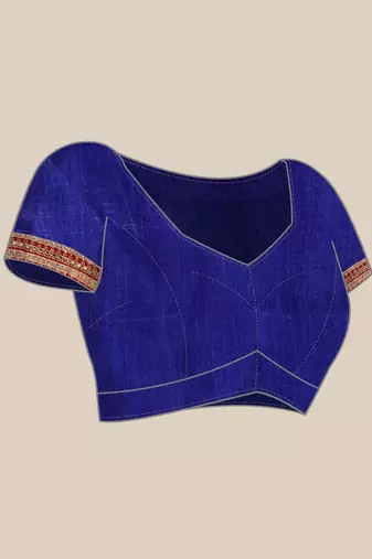 Blue bandhani saree with lace border and unstitched blouse piece