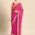 Pink bandhani saree with lace border and unstitched blouse piece