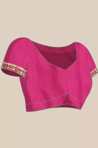 Pink bandhani saree with lace border and unstitched blouse piece