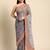 Grey bandhani saree with lace border and unstitched blouse piece