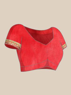 Pink bandhani saree with lace border and unstitched blouse piece 5