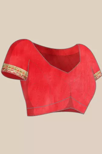 Pink bandhani saree with lace border and unstitched blouse piece