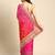 Pink bandhani saree with lace border and unstitched blouse piece