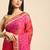 Pink bandhani saree with lace border and unstitched blouse piece