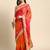 Orange bandhani saree with lace border and unstitched blouse piece