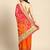 Orange bandhani saree with lace border and unstitched blouse piece