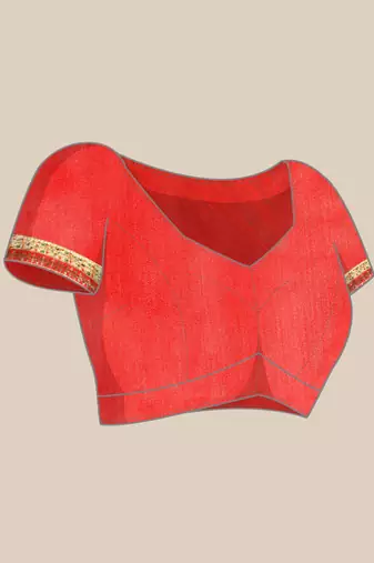 Orange bandhani saree with lace border and unstitched blouse piece