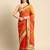 Pink bandhani saree with lace border and unstitched blouse piece
