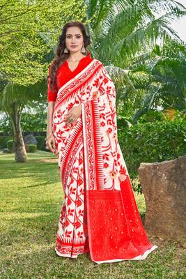 Floral Silk Cotton Zari Saree 1