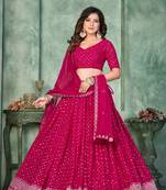 Pink Embroidered Georgette Lehenga-Choli
