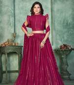 Pink Embroidered Georgette Lehenga-Choli