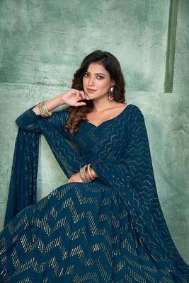Rama Embroidered Georgette Lehenga-Choli 3