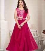 Pink Embroidered Georgette Lehenga-Choli
