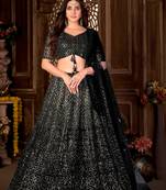 Black Embroidered Net Lehenga-Choli