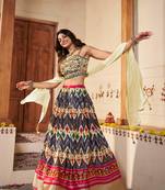 Cream Embroidered Silk Lehenga-Choli