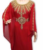 Red  Zari & Stone Gold Work stitched Georgette Designed Farasha Party Wear