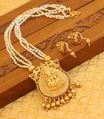 Matte finish pearl temple necklace set