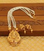 Matte finish pearl temple necklace set