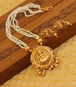 Matte finish pearl temple necklace set