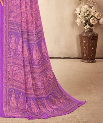 Roop Kashish Multicolor Georgette Printed Saree And Blouse Piece 3