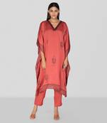 Porcelain rose hand block printed kaftan set