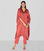 Porcelain rose hand block printed kaftan set