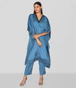 Command blue hand block printed kaftan set