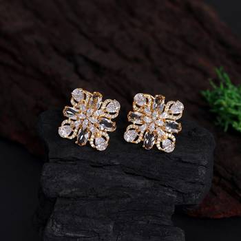 White color american diamond stud earrings 1
