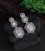 Silver color american diamond earrings