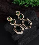 Green color american diamond earrings