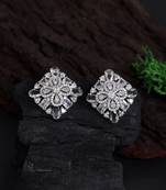 Silver color american diamond stud earrings