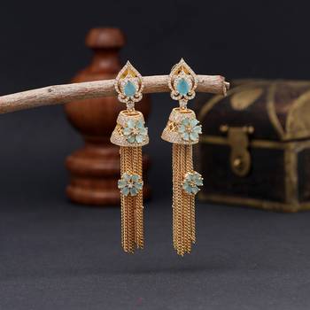 Firozi color american diamond earrings 1