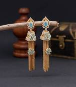 Firozi color american diamond earrings