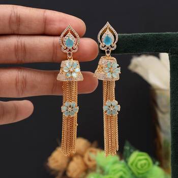 Firozi color american diamond earrings 2