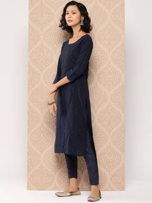  blue floral straight kurta 2