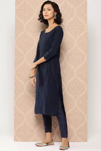  blue floral straight kurta