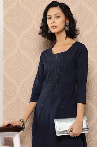  blue floral straight kurta