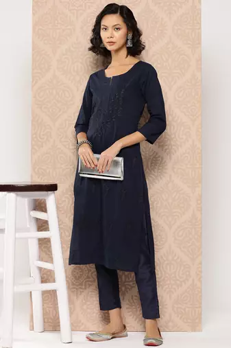  blue floral straight kurta