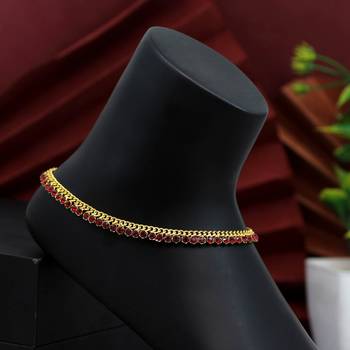 Maroon color rhinestone anklets 1