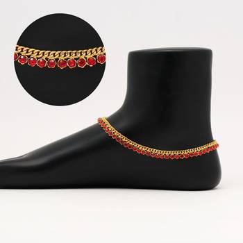 Red color rhinestone anklets 1