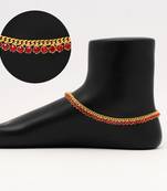 Red color rhinestone anklets