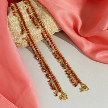 Red color glass stone anklets 2