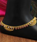 Maroon color rhinestone anklets