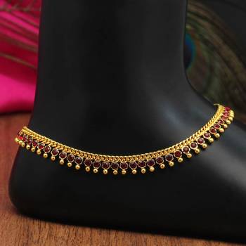 Maroon color rhinestone anklets 1
