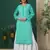 Hand Embroidered Sea Green Georgette Lucknowi Chikankari Indian Women Straight Kurta