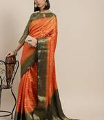 Serona fabrics women's banarasi cotton silk zari weaving work saree with blouse